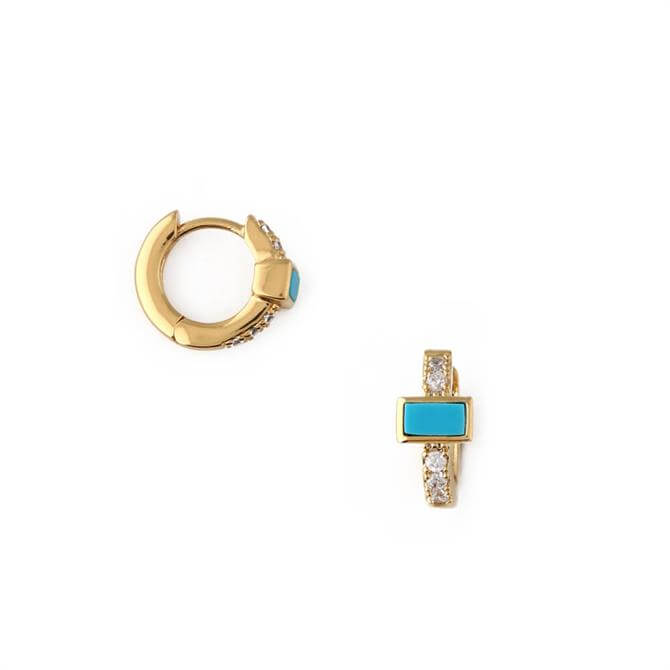 Orelia London Jewellery Gold Turquoise Baguette Stone Huggie Hoop Earrings